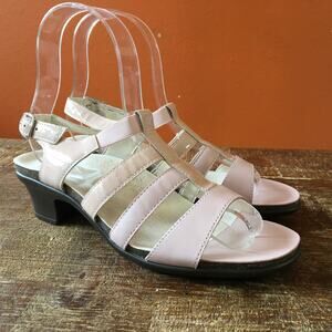 SAS Allegro Heel Strappy Sandal Womens 9 M Pale Pink Leather Minimalist Staple